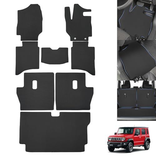 Mixsuper 新型 ジムニー ノマド JC74W フロアマット AT車 防水 ラゲッジマット シートバックマット 2D 2025年4月? 5ドア 専用 カスタムパーツ PVC素材 滑り止め 耐摩擦 耐汚れ 車種専用 純正交換 8点セット( c1d5f8b7