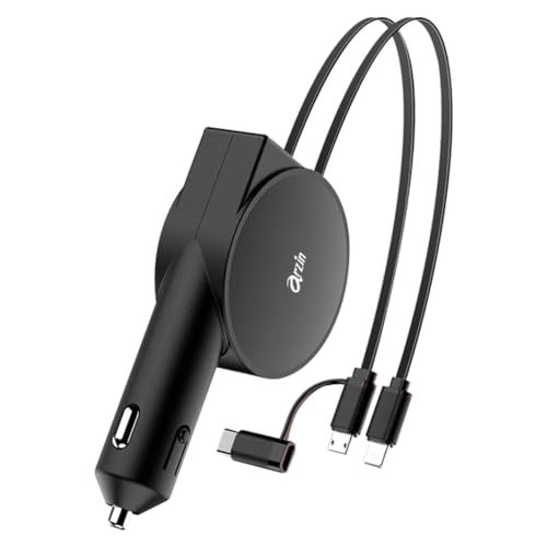 Arzin PU24 超高速カーチャージャー シガーライター充電器 格納式コード Type-CマイクロUSB ライトニングPD40W超高速充電 QC4.0 携帯電話やタブレットの充電に適しています(沖縄・離島の方発送不可）) f1bb106f