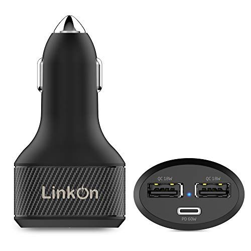 LinkOn 84W USB-C車用充電器、60W PD3.0および18W QC3.0 PPSポート、マックブック,サムスン,MacBook HP Dell Lenovo MSI ASUS Acer iPhone iPad Huawei FC d3f296f7