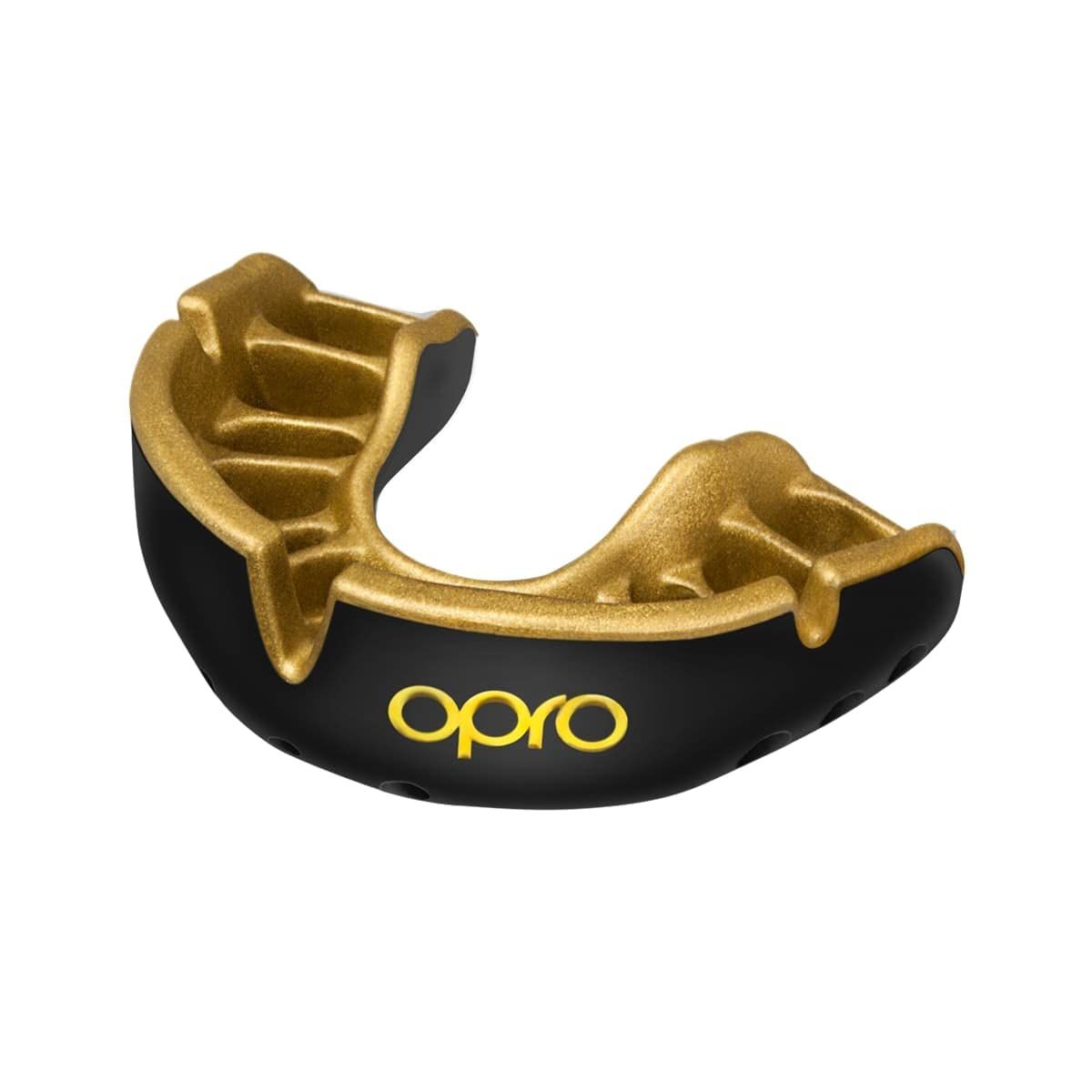 OPRO マウスガード 「ゴールド」｜｜スポーツ用マウスピース｜格闘技マウスピース｜MMA・ラグビー・空手/柔術/テコンドー/ボクシング対応｜歯科ラボ開発フィット｜イギリス製 正規品公式ストア（大人用/黒&金）