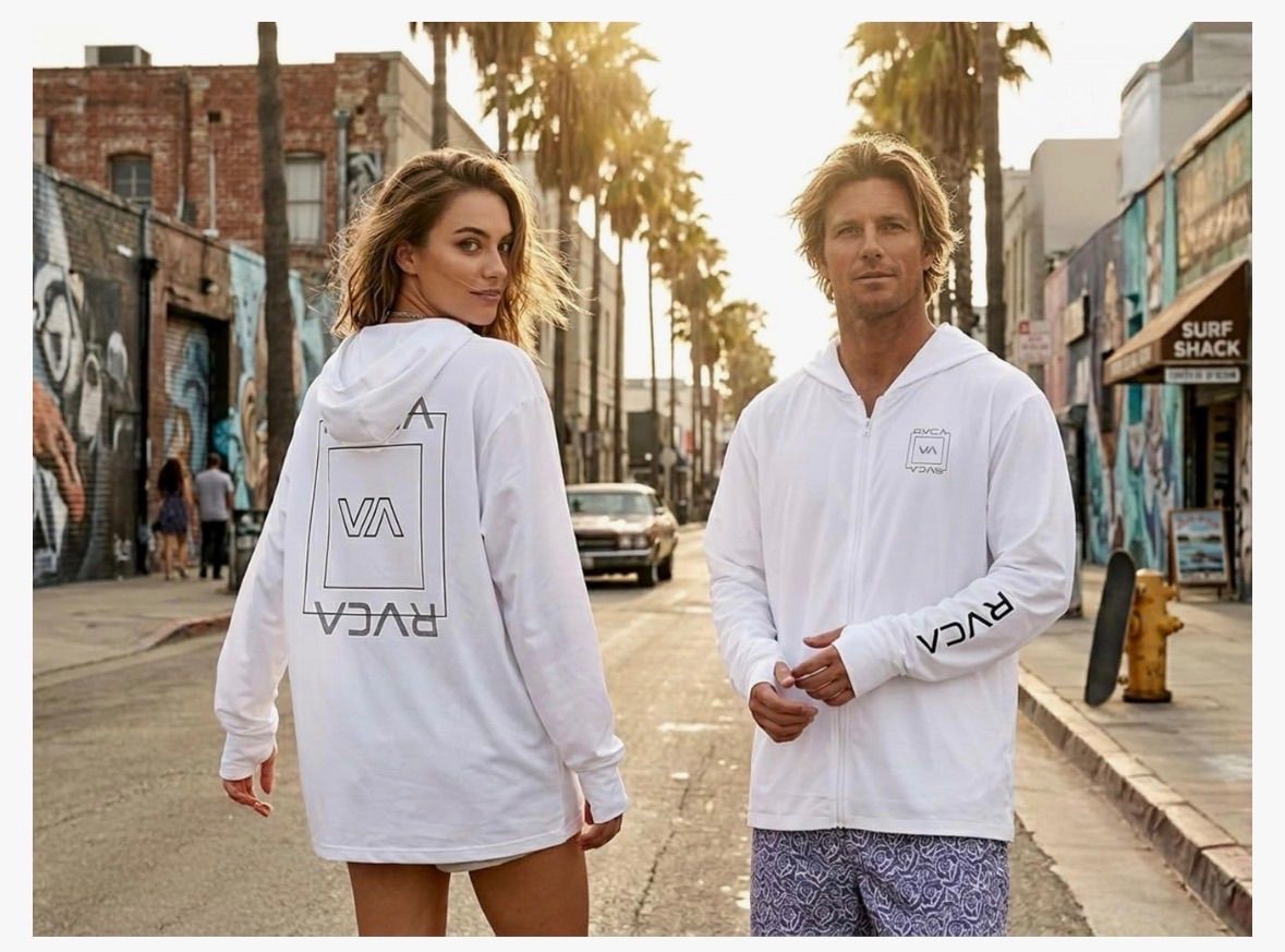 【最短翌日配達】 RVCA ルーカ ラッシュガード パーカー ロンT メンズ 水着 サーフブランド 水陸両用 ドロップショルダー 筋トレ フィットネス ヨガ トレーニングBF041-P85-WHT