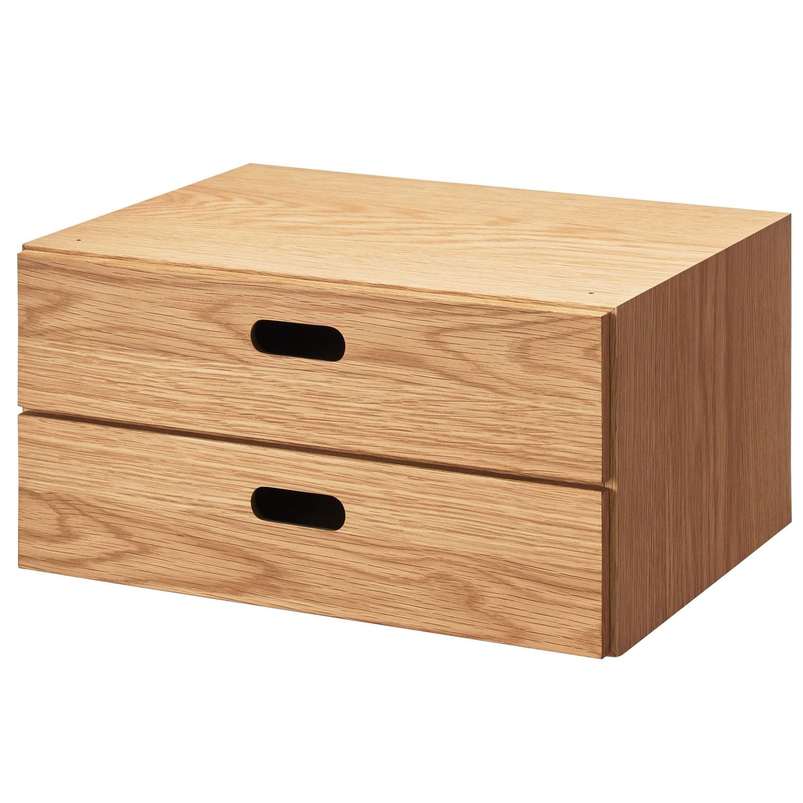 MUJI 無印良品 スタッキングチェスト 幅37×奥行28×高さ18.5cm ハーフ 引出し2段 オーク材突板 12381204t fab1331d