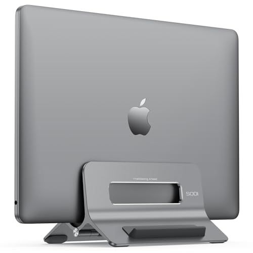 SODI ノートパソコンスタンド 縦置き MacBook対応スタンド 幅調節不要 PCスタンド 重力ロック ラップトップスタンド 安定性向上 冷却効果 省スペース 自動的に 意匠特許権 Vertical Laptop Stand アルミ合金素 57611c0a