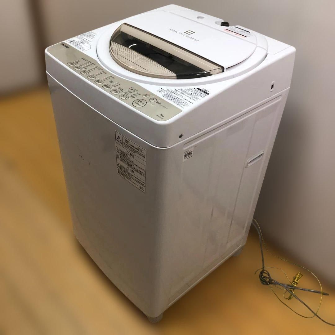 TOSHIBA 東芝 電気洗濯機 AW-6G3 縦型 1槽式 2016年製 洗濯容量 6kg 標準使用水量 107L 脱水 動作確認済 東芝 生活家電 88314-3-005