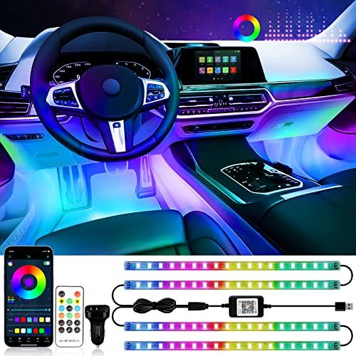 DUOFU365 車用LEDテープライト フットライト車 アンビエントライト 足下照明 フルカラー 車内装飾用 RGB 多色切り替え 高輝度12V 音楽同期 アプリコントロール リモコン付き 2in1 72SMD(沖縄・離島の方発送不可）) ab1fe054