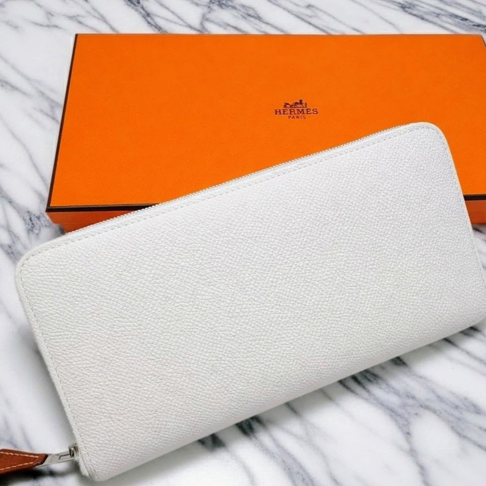 未使用HERMES ホワイト 長財布 HERMES・新品】B刻印 2023年製 保証有！鑑定書付！ エルメス