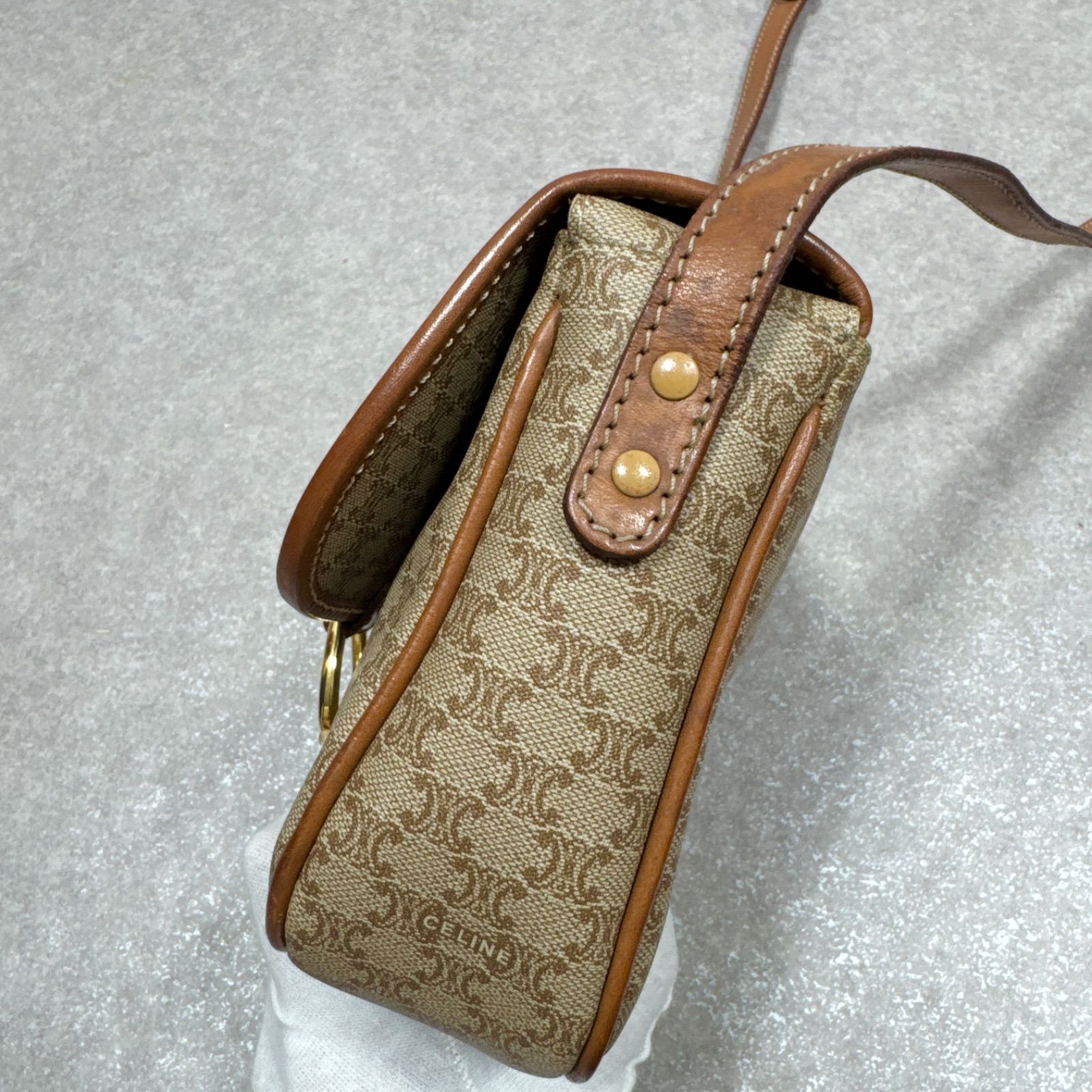 CELINE セリーヌ マカダム ミニショルダーバッグ PVC レザー 襷掛け