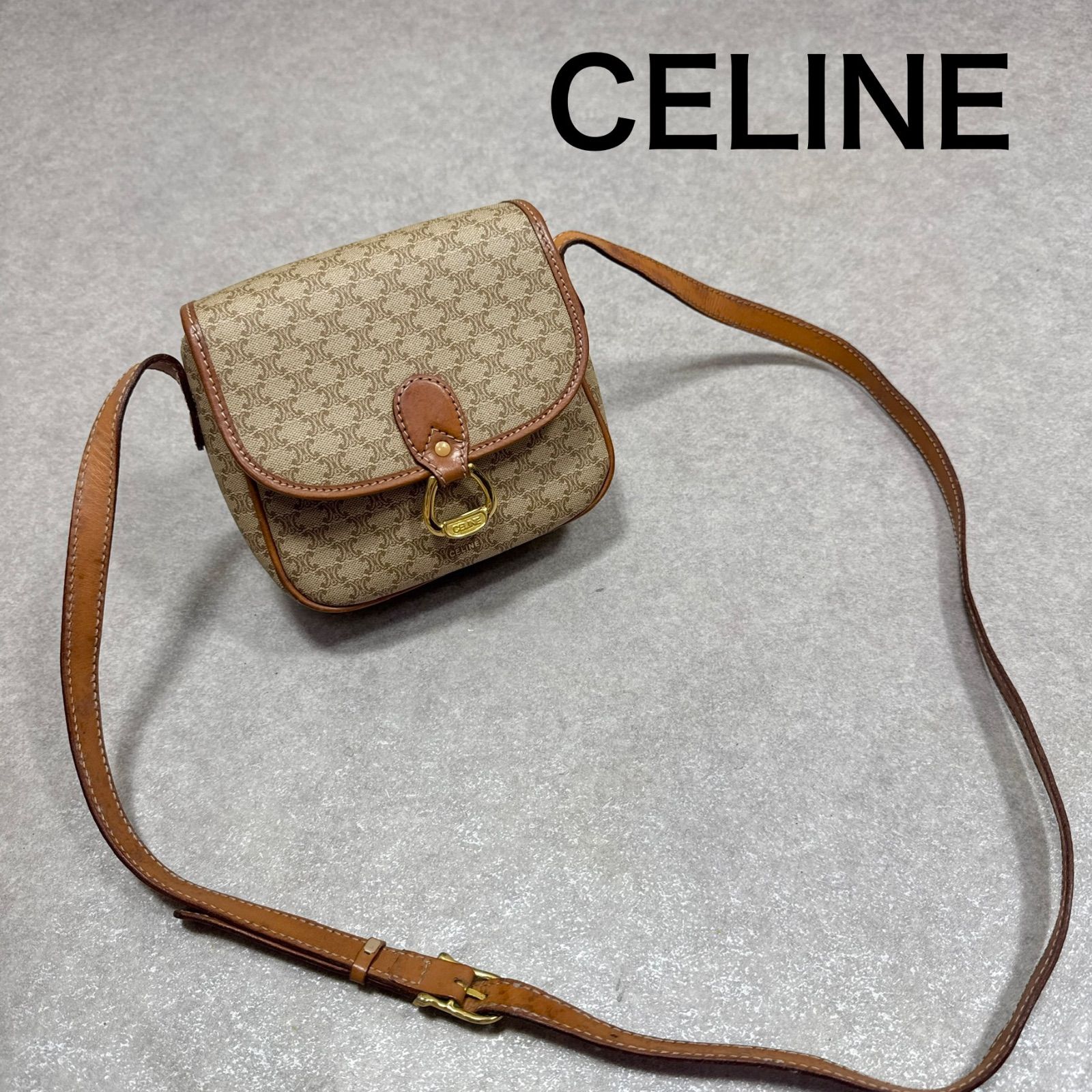 CELINE セリーヌ マカダム ミニショルダーバッグ PVC レザー 襷掛け