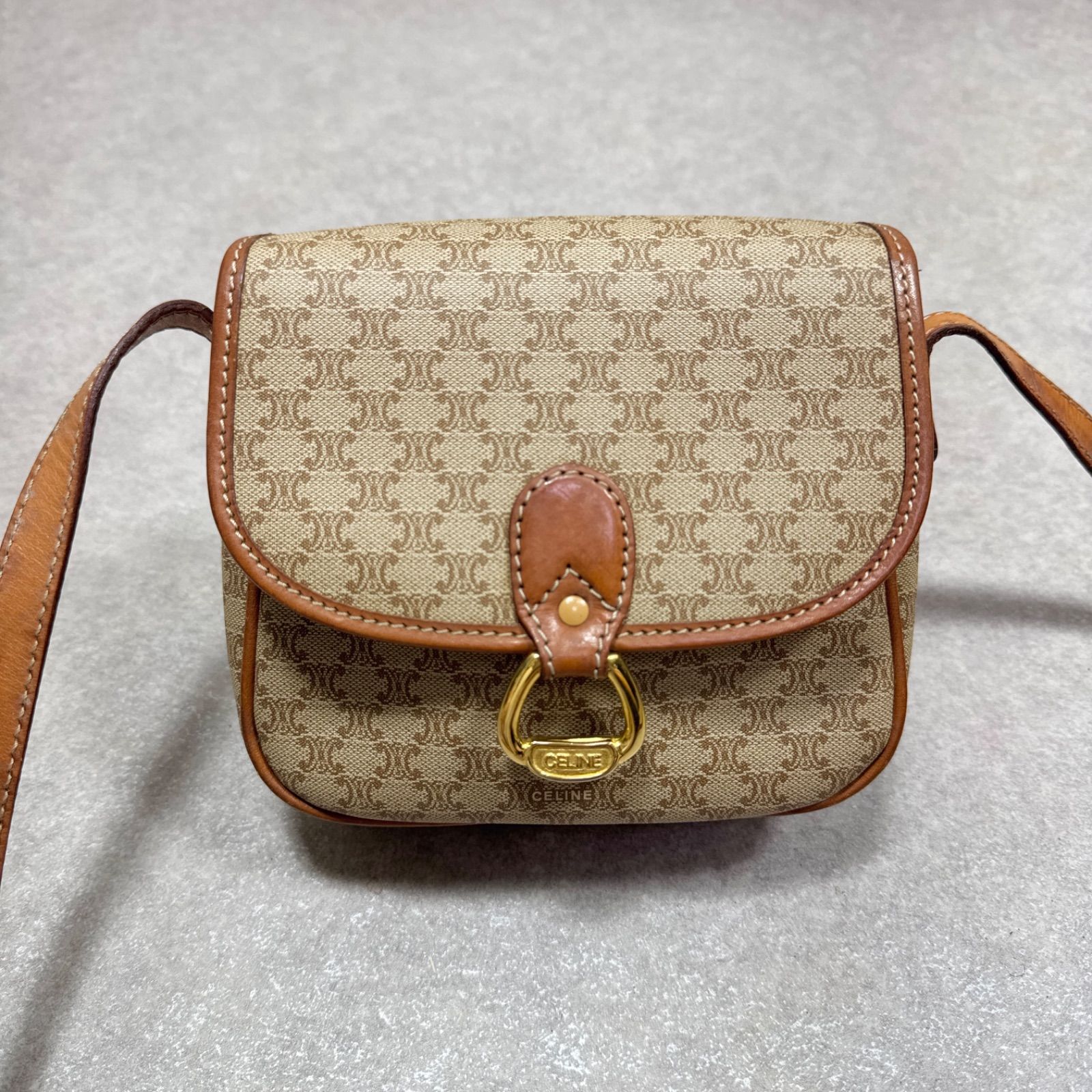 CELINE セリーヌ マカダム ミニショルダーバッグ PVC レザー 襷掛け