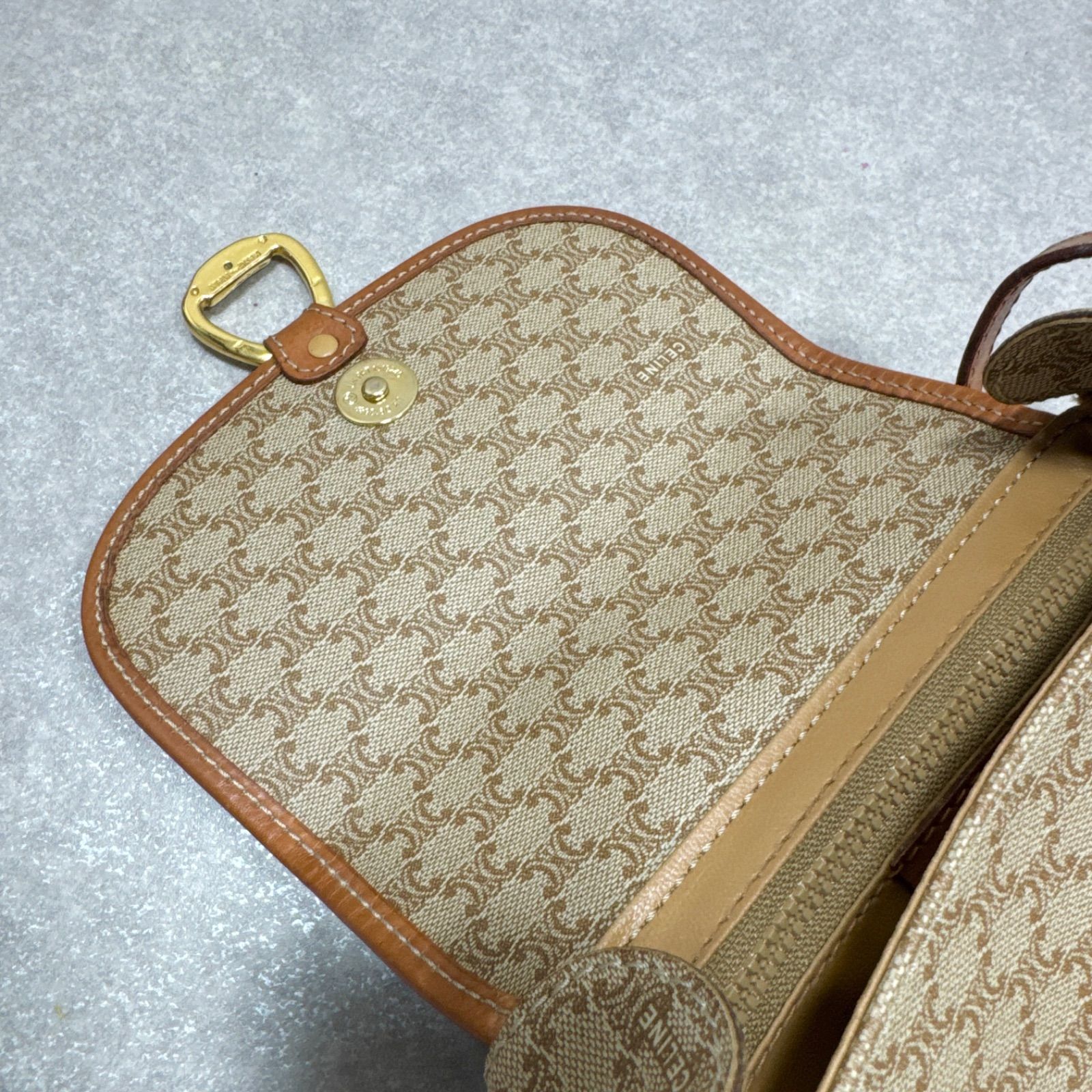 CELINE セリーヌ マカダム ミニショルダーバッグ PVC レザー 襷掛け 