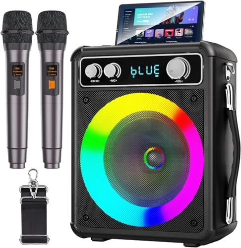 VOSOCO カラオケセット ワイヤレスマイク2本 スピーカーセット 家庭用 カラオケマイク 拡声器 Bluetooth 5.0 PAセット 小型 カラオケマシン ポータブルスピーカー AUX/USB/TF対応 ホームパーティー/会議/スピー f81af44a