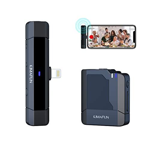 ピンマイク ワイヤレスマイク KIMAFUN iPhone/iPad用ピンマイク プラグ＆プレイ 瞬時接続 ノイズ軽減 360°集音 収音録音 APP不要 Bluetooth不要 50M伝送距離 6時間連続使用 Tik Tok/YouTube aed225f0