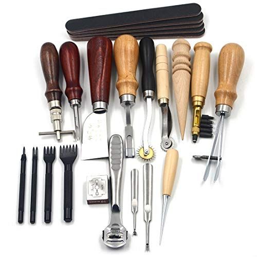 革細工 工具セット 初心者 18点セット レザークラフト 工具 道具セット DIY手作りハンドメイド 革工芸 キット レザークラフト 菱目打ち へり磨き ネジ捻 付送料無料 bab3acaa
