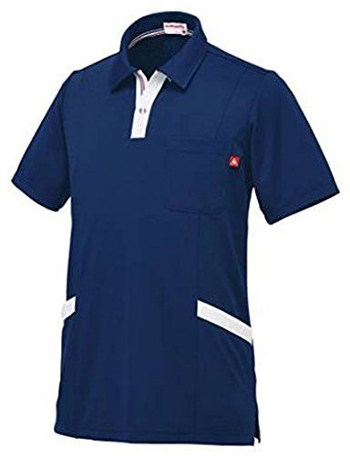 新品 介護ユニフォーム ニットシャツ 男女兼用 ルコック ネイビー サイズ:4L UZL3032-5