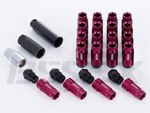 新品 ESSEX M12×P1.5 6穴用 24本入リ 2ピースシェルナット ミドル ローレット カラー：レッド