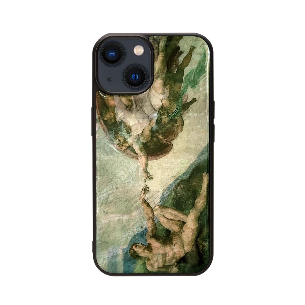 新品 ikins iPhone 15 ケース 天然貝ケース [ パール 光沢 表面コーティング加工 TPUとポリカーボネートのハイブリッド 着脱しやすい ストラップホール付き ワイヤレス充電 ] 名画シリーズ 名作絵画 アップル アイフォン 背面カバー ミケラ