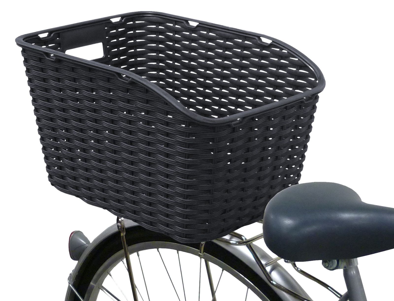 新品 キャプテンスタッグ(CAPTAIN STAG) 樹脂 自転車用 バスケット・籐風 後用/固定式 ブラック Y-5243