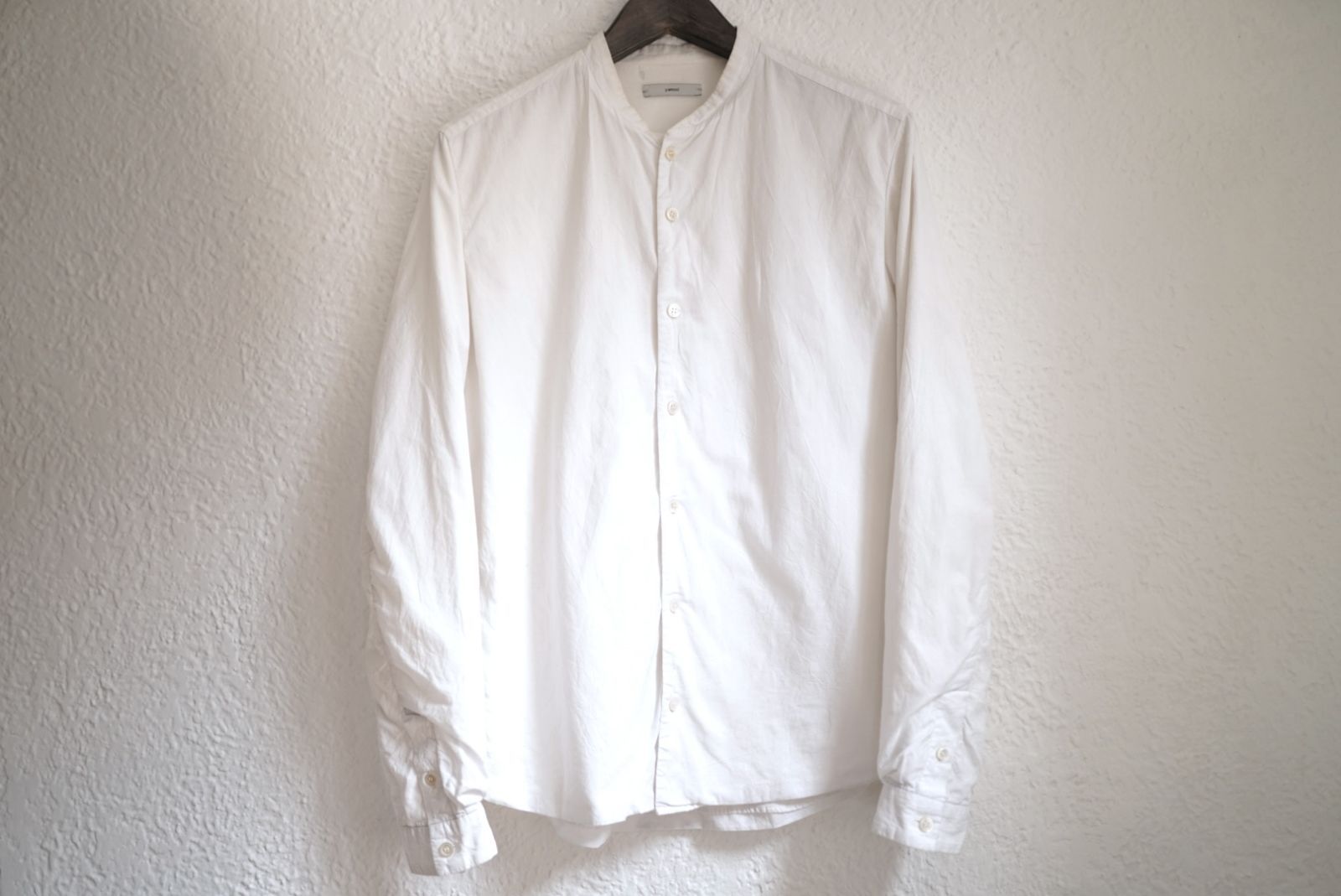 14AW 塩縮加工ノーカラーシャツ / yamoci(ヤモチ) 山内