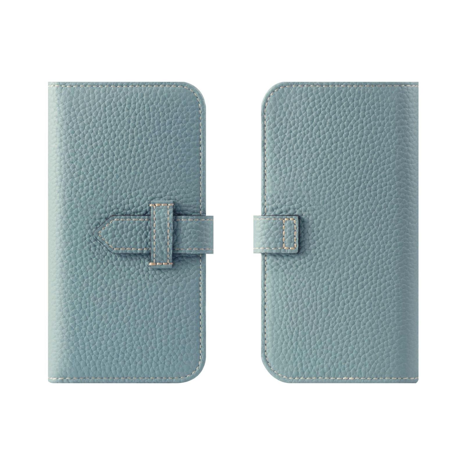 新品 HANATORA for iPhone 15Plus ケース 手帳型 本革 スマホケース スマホ スタンド ストラップ 付き シュリンクカーフレザー マグネットなし カメラホールなし アイシーブルー SPH-15Plus-IcyBlue ギフト 誕生日