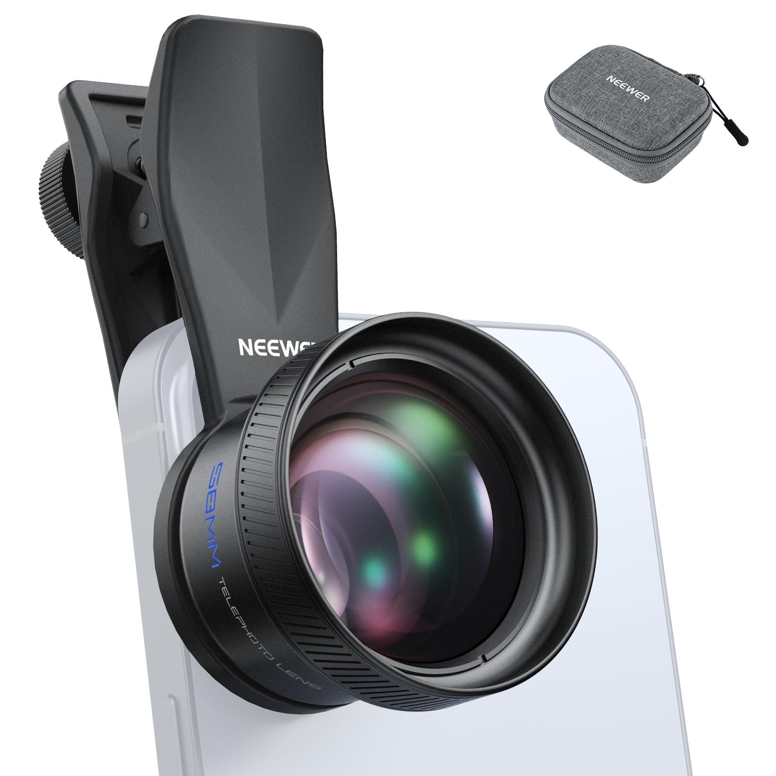 新品 NEEWER 58mm望遠レンズ 5群6枚 2倍倍率 17mmネジ付きスマホカメラレンズクリップ iPhone/Android用 スマホレンズ ポートレート撮影用 LS-71