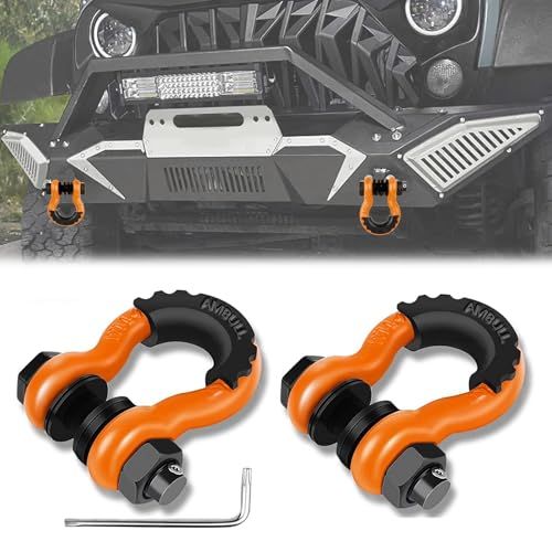 車 シャックル 牽引フック 4.75ton トレーラー ヒッチ フック Dリング 4.75トン牽引力 カート トラック ジープ オフロード キャンピング 保護カバー付き 防錆 救助 弓型 (オレンジ)(沖縄・離島の方発送不可）) 86f65138
