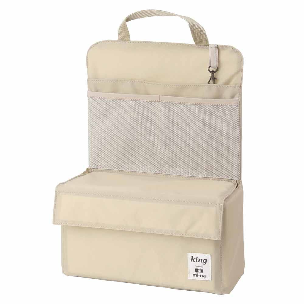 新品 【mi-naコラボ】 KING バッグインバッグ リュック用インナーケース ベージュ 日本製 ミラーレス一眼 一眼レフ 対応 anello/KANKEN/無印良品 等 普通のリュックがカメラリュックに早変わり