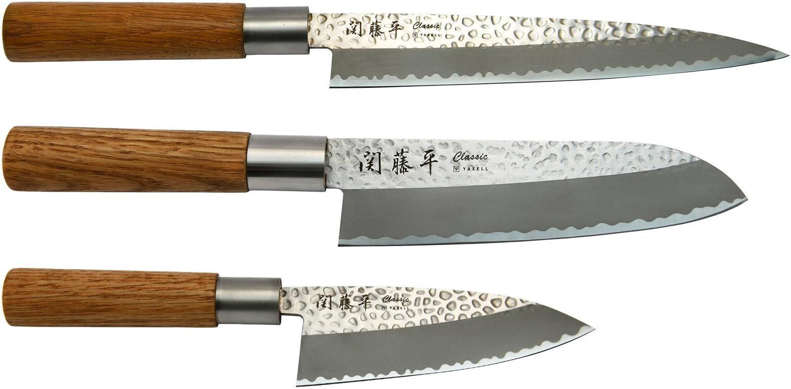 新品 ヤクセル 関藤平 Classic 3点セット (三徳包丁、刺身包丁、小出刃包丁) ステンレス 軽量 32074