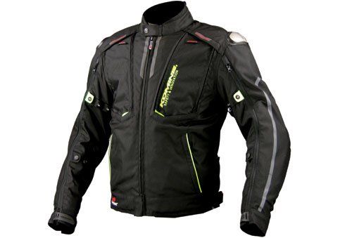 新品 コミネ KOMINE JK-016 フルイヤージャケット チタニウム ブラック/グリーン 3XL 07-016
