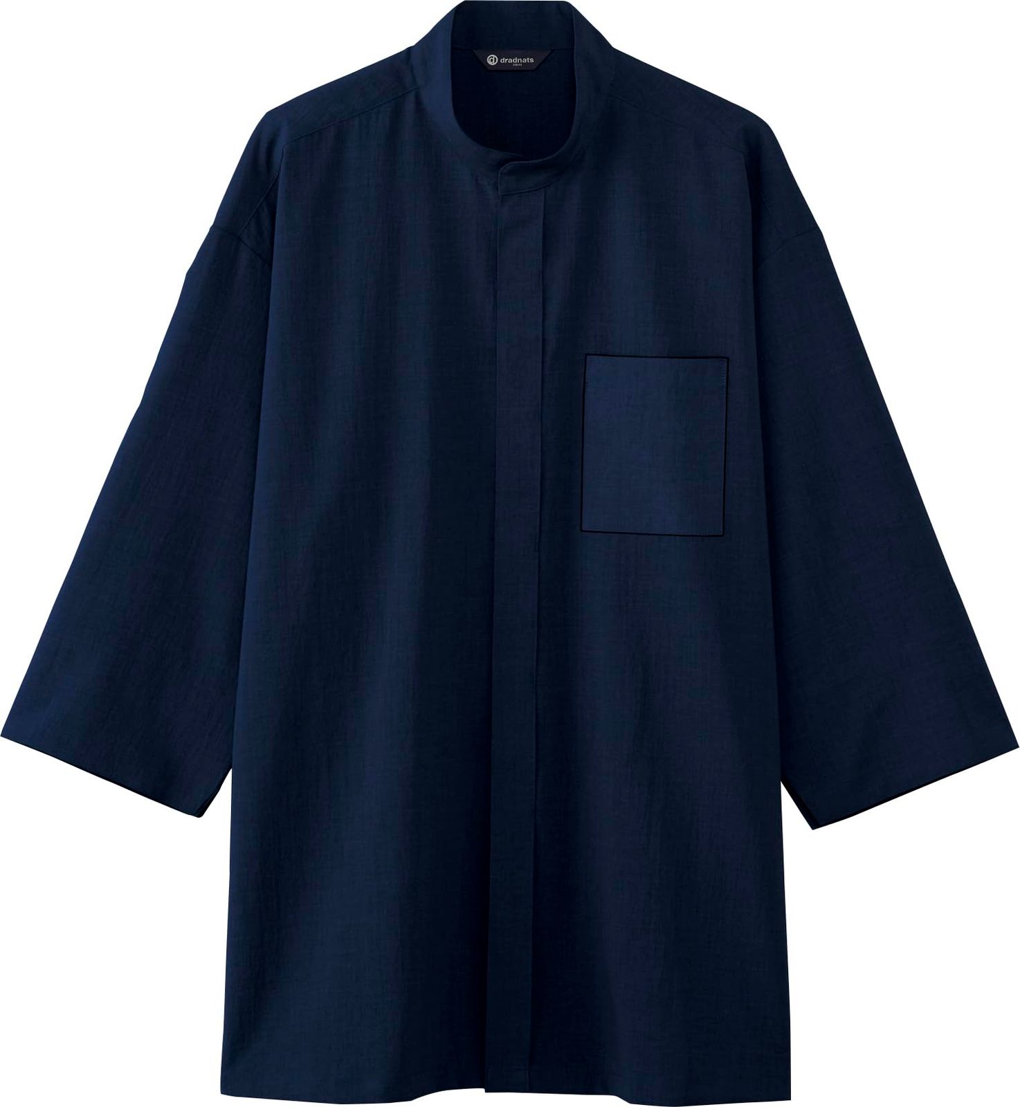 新品 アルべ 鯉口シャツ ダボシャツ 八分袖 スタンドカラー ゆったり [ストレッチ/制電] 比翼 薄手 涼しい 快適 和食 居酒屋 寿司 蕎麦 制服 DN8500 C-5 紺 SS