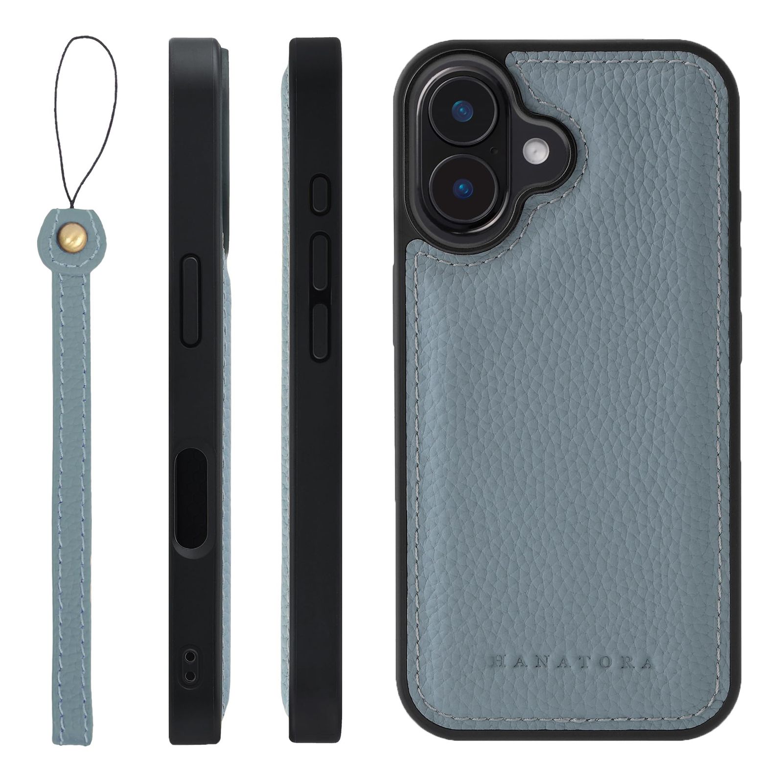 新品 HANATORA for iPhone 16 ケース MagSafe 対応 本革 耐衝撃 バンパー型 スマホケース スマホ ストラップ 付き シュリンクレザー ギフト マグセーフ対応 ブルーグレー SMSGZ-16-BlueGray 4,992円