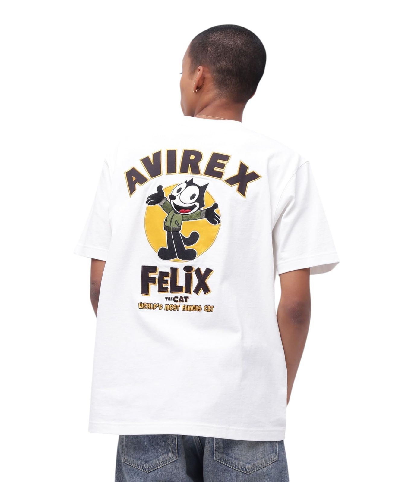 新品 [Avirex] [アヴィレックス] FELIX EMBROIDERY LOGO T-SHIRT 刺繍 ロゴ 半袖 Tシャツ フィリックス メンズ L 030 ホワイト 783-5134035
