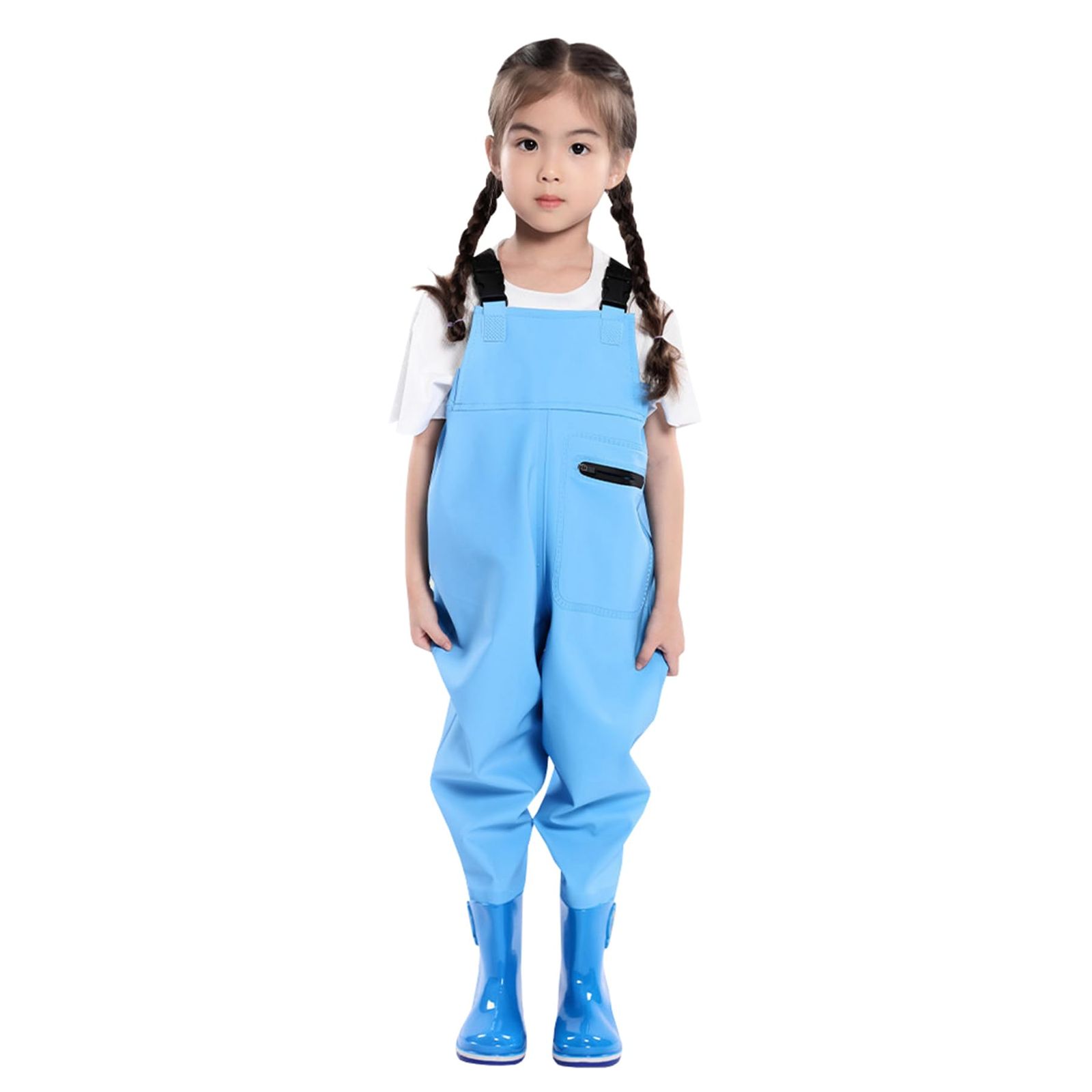 新品 [REEMONDE] ウェーダー 子供 胴付長靴 チェストハイウェーダー サロペット ヒップウェーダー なが靴 砂場着 ショルダーベルト ポケット付き 幼児 ジュニア 軽量 滑り止め 防水ズボン レインパンツ 渓流 潮干狩り 田んぼ 海辺 釣り かわいい