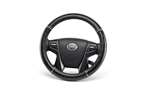 ギャルソン DAD ハンドルカバー D.A.D ステアリングカバー モノグラムレザー ブラック Sサイズ HA099-01 車 快適 汚れ防止 汚れ対策 キズ防止 キズ対策 普通車 軽自動車 PUレザー グリップ 滑り止め 高寿命 ロングドラ e0f1fcc0