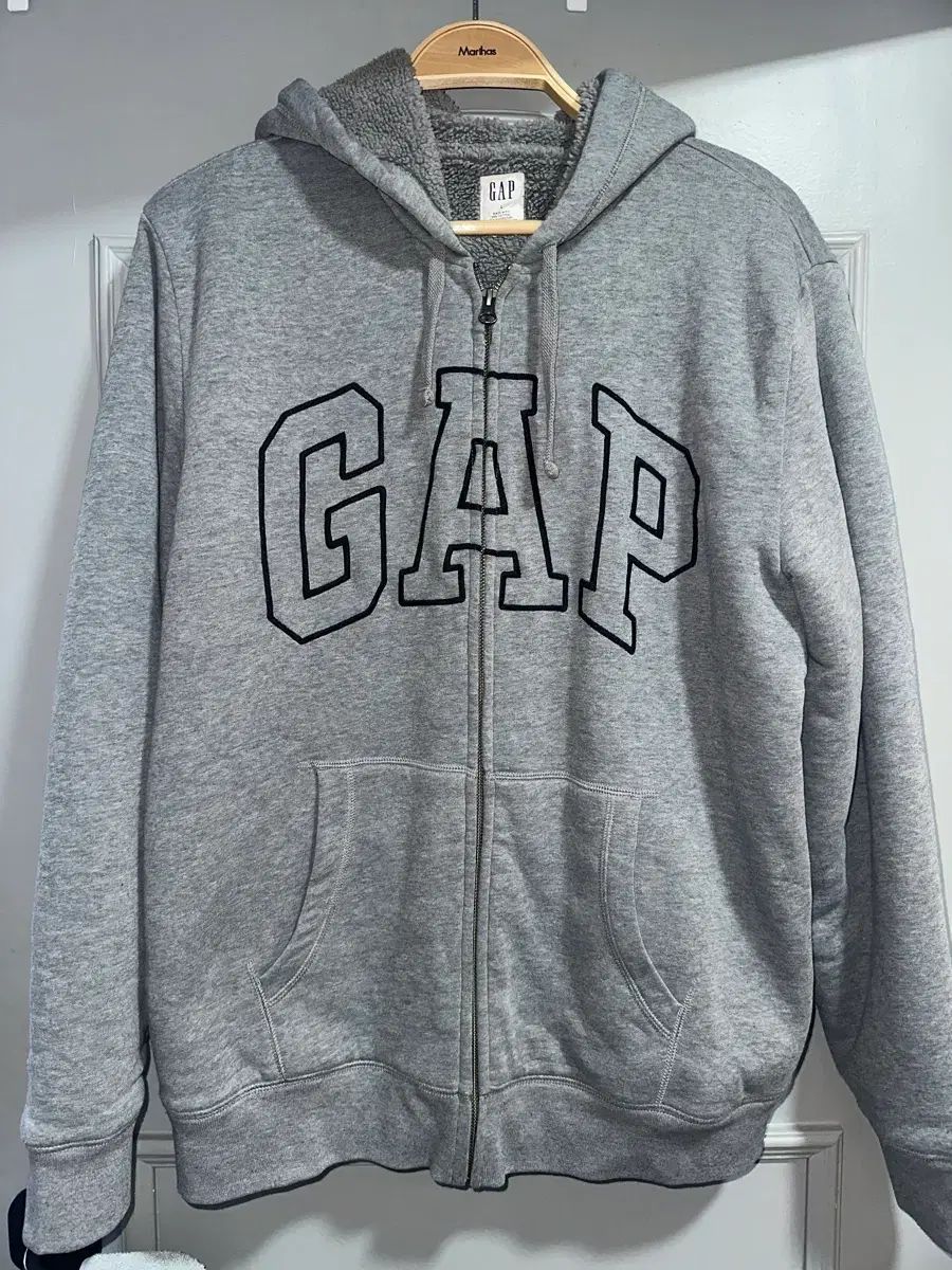 GAP ギャップ シープスキン ファー ジップアップ フーディー グレー