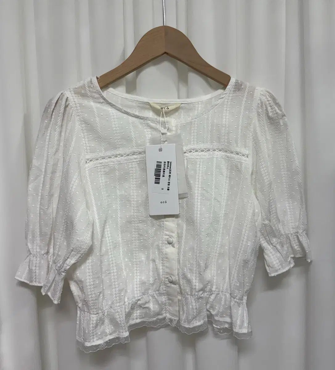 新品 oro オロ レース エンブロイダリー ブラウスS 白