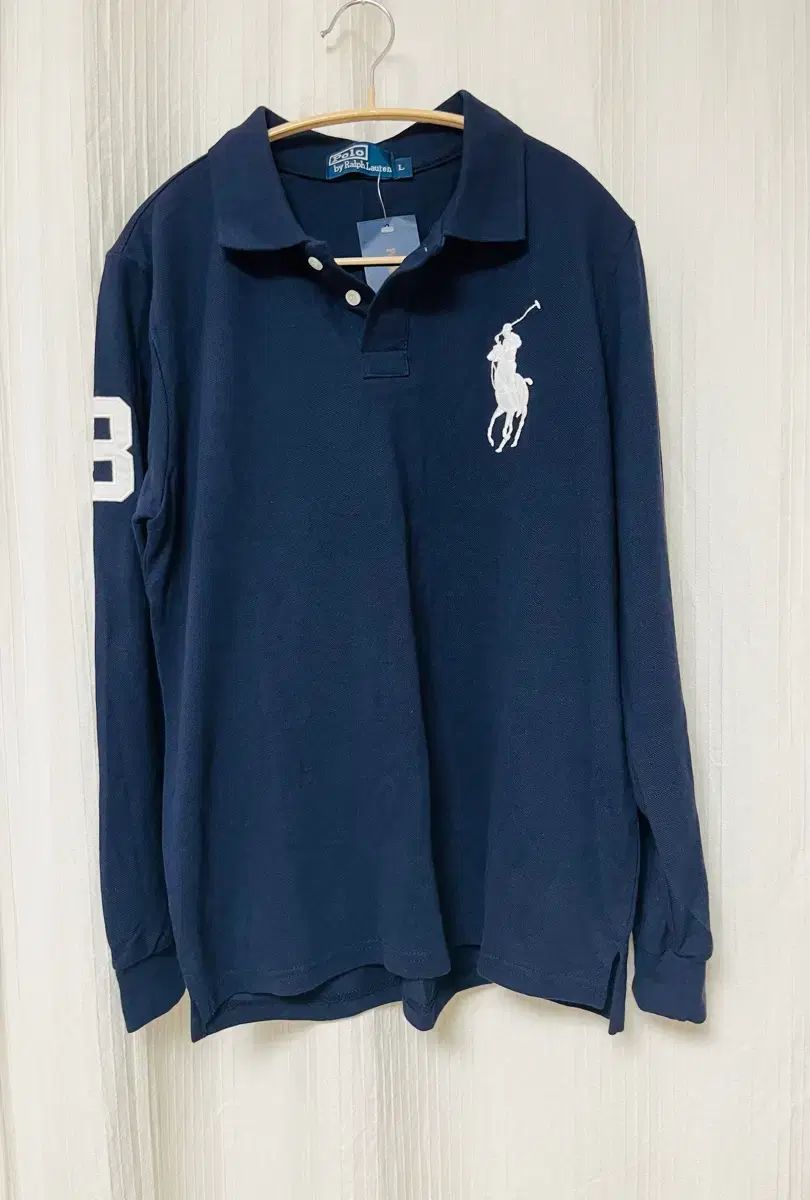 ネイビー ビックポニー 長袖 ポロTシャツ