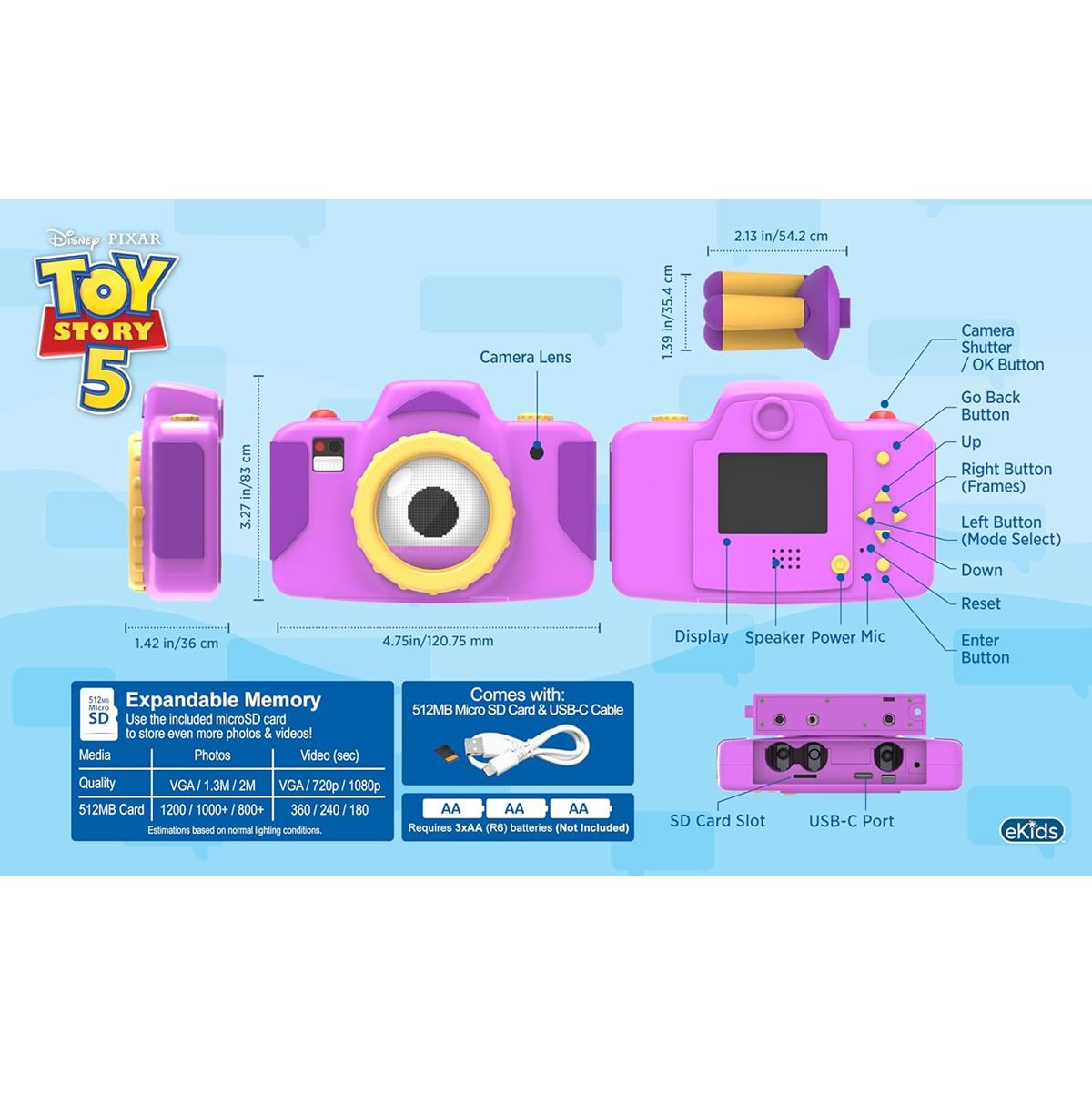 即納！》 トイストーリー5 eKids スナッピー キッズ・デジタルカメラ
