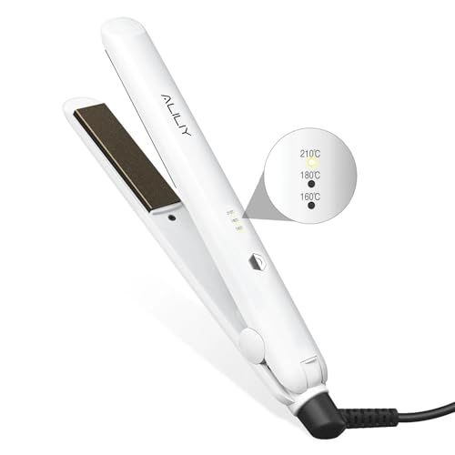Aliliy ヘアアイロン　ミニ 160℃-180℃-210℃温度調整 20mm 前髪用 ストレートアイロンプレート　急速立ち上がり　全髪質対応　海外対応 2way ロック付き オートOFF機能 小型　超軽量コンパクト　カール&ストレート両用 d0d4d8b5