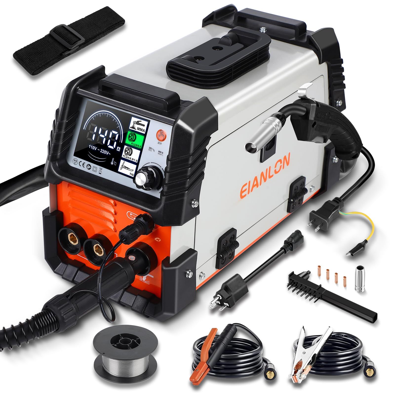 【新品】半自動溶接機140A 100V/200V兼用 ノンガスMIG/アーク溶接/lift TIG 1台3役 ノンガスミグ家庭用溶接機 小型 軽量 インバーター直流溶接機【日本語取扱説明書付き】MIG-140 791916c2