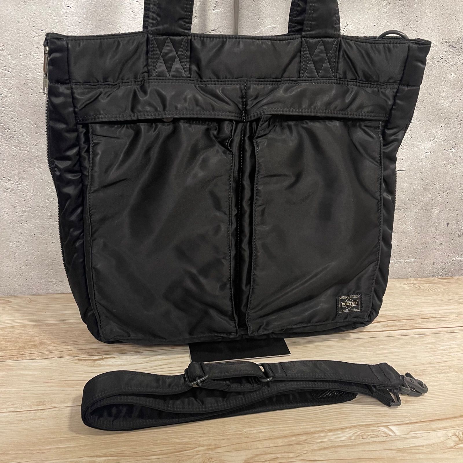 ✨PORTER タンカー 2WAYトートバッグ ショルダー付 拡張機能 ブラック