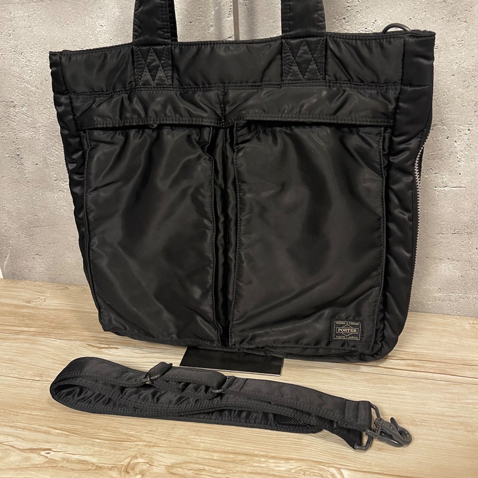 ✨PORTER タンカー 2WAYトートバッグ ショルダー付 拡張機能 ブラック 