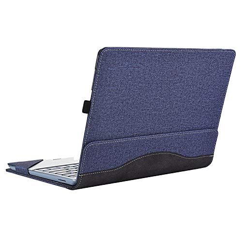 新品 Surface Laptop Go (12.4インチ) ケース/カバー 手帳型 上質 高級PU レザー おしゃれ キャンバス調 サーフェス ラップトップ Go 手帳型タイプ レザー ケース/カバー おしゃれ タブレットケース/カバー(ブルー)