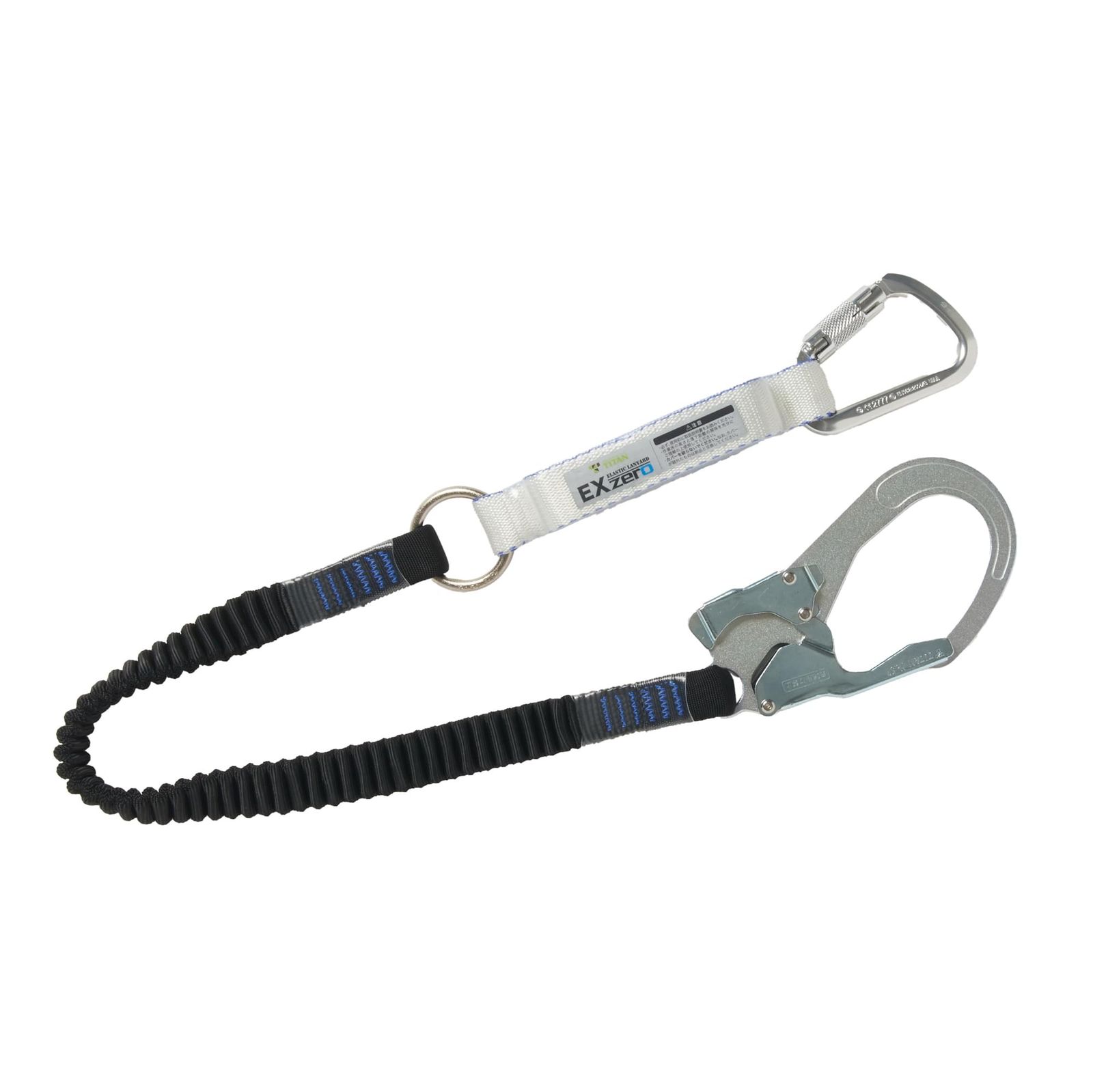 新品 [タイタン] ハーネス用伸縮式シングルランヤード Exzero HL-ZB-130 (タイプ1 / 130kg仕様 / ブラック)