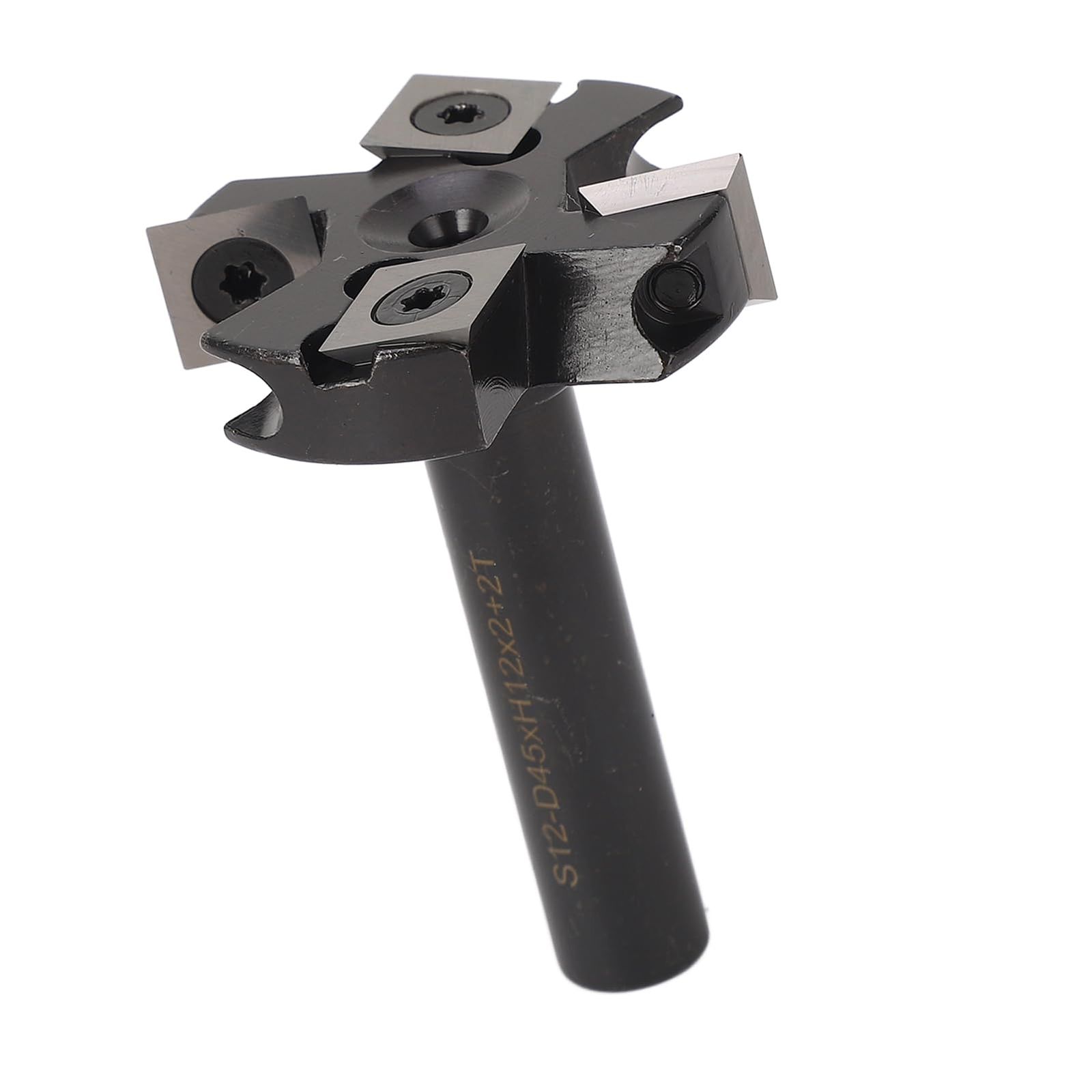 新品 トリマービット 12mmシャンク ブレードインサート式 45mm切断径 プレーニングカッター 戸板彫刻用 切削工具 高精度 耐久性 4枚刃 インデックス可能