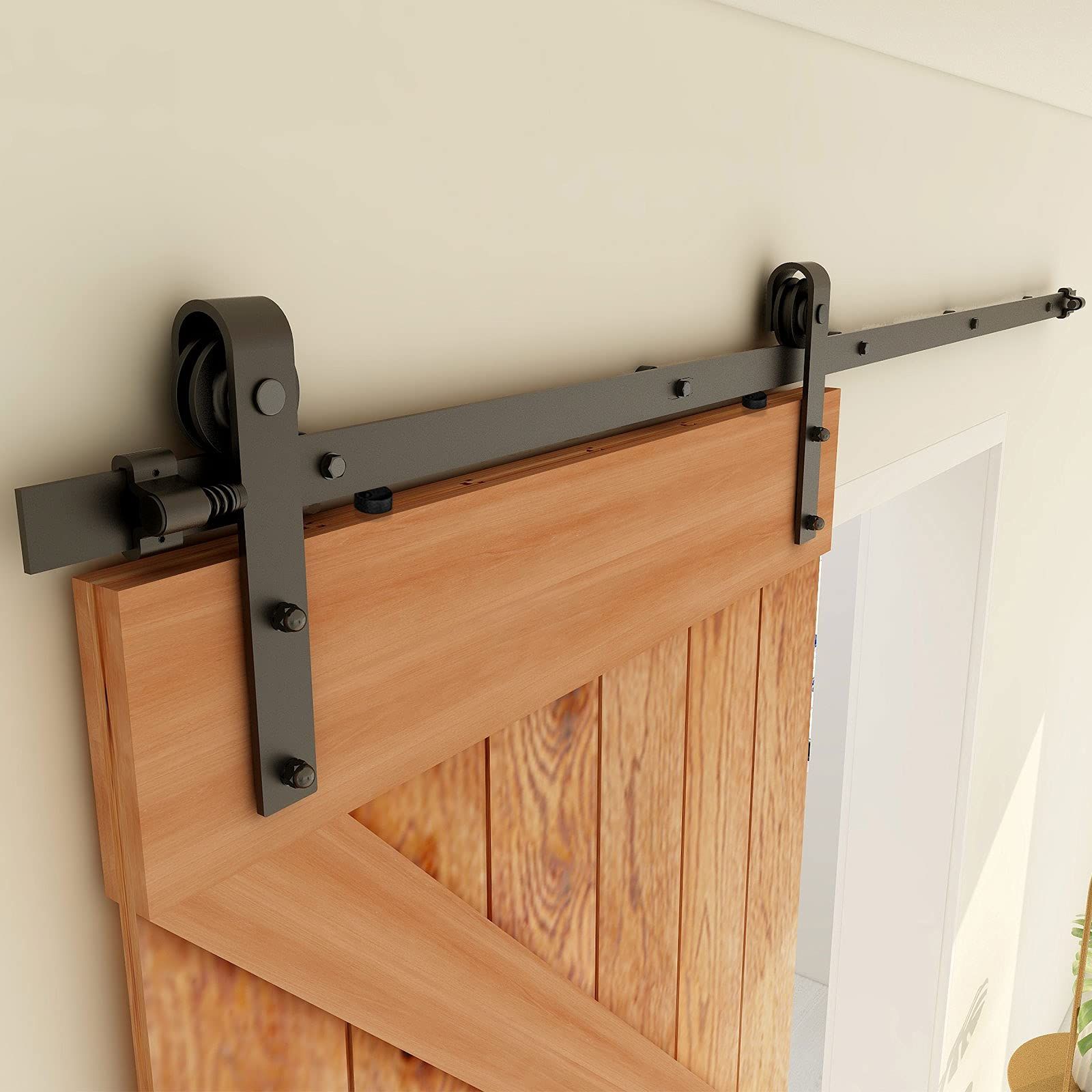 新品 CCJH 吊り引き戸レール 5.5FT/1.67メートル 引き違いドア トラックレール バーンドア金具 室内ドア DIY 建具金物 片引き戸用