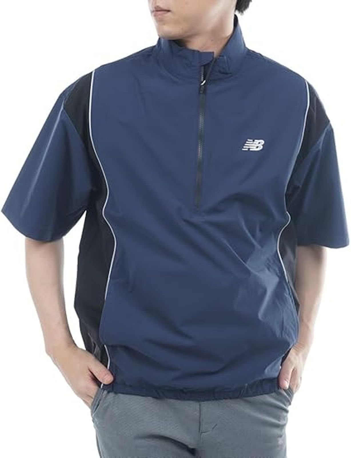 新品 [ニューバランス] ゴルフ メンズ 半袖 スタンドブルゾン (撥水性・ストレッチ性) / 012-5221002 121_ネイビー 6 [LL]