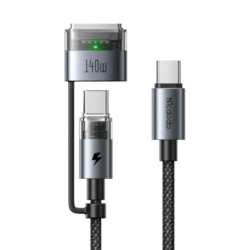 Mcdodo 2in1 USB-C to USB-C&Mag-safe 3ケーブル 240W/140W PD急速充電 140W(CtoMag-safe3) 240W(CtoC) 強力な磁気 LEDライト付き マグセーフ3コード Type-Cケ f92af54d