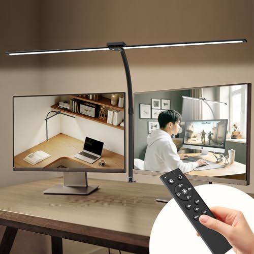デスクライト LED モニターライト クランプ式 【2026新登場・目に優しい】 スタンドライト ダブル光源 電気スタンド リモコン 幅800mm 24W 卓上ライト 高輝度 広範囲・高均一照明 自由調色調光 タイマー・メモリー機能 多角度調 8b287c1c