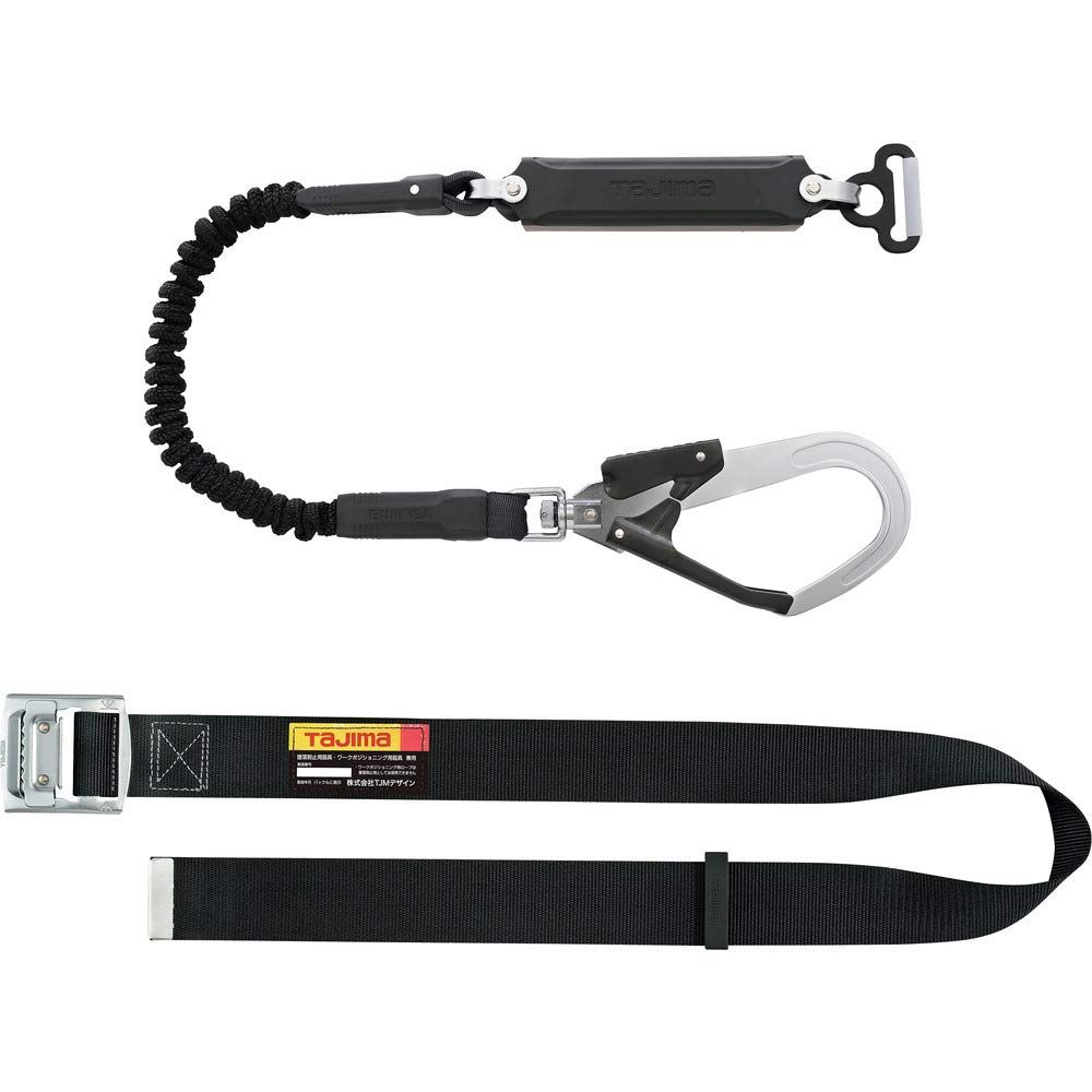 新品 タジマ 新規格安全帯 胴ベルト型蛇腹ランヤード+胴ベルトMサイズ(長さ125cm)セット品 蛇腹式のランヤード 腰の強いナイロンベルト 耐久性が高いスチールワンフィンガーバックル B1SMJR-AL2BK