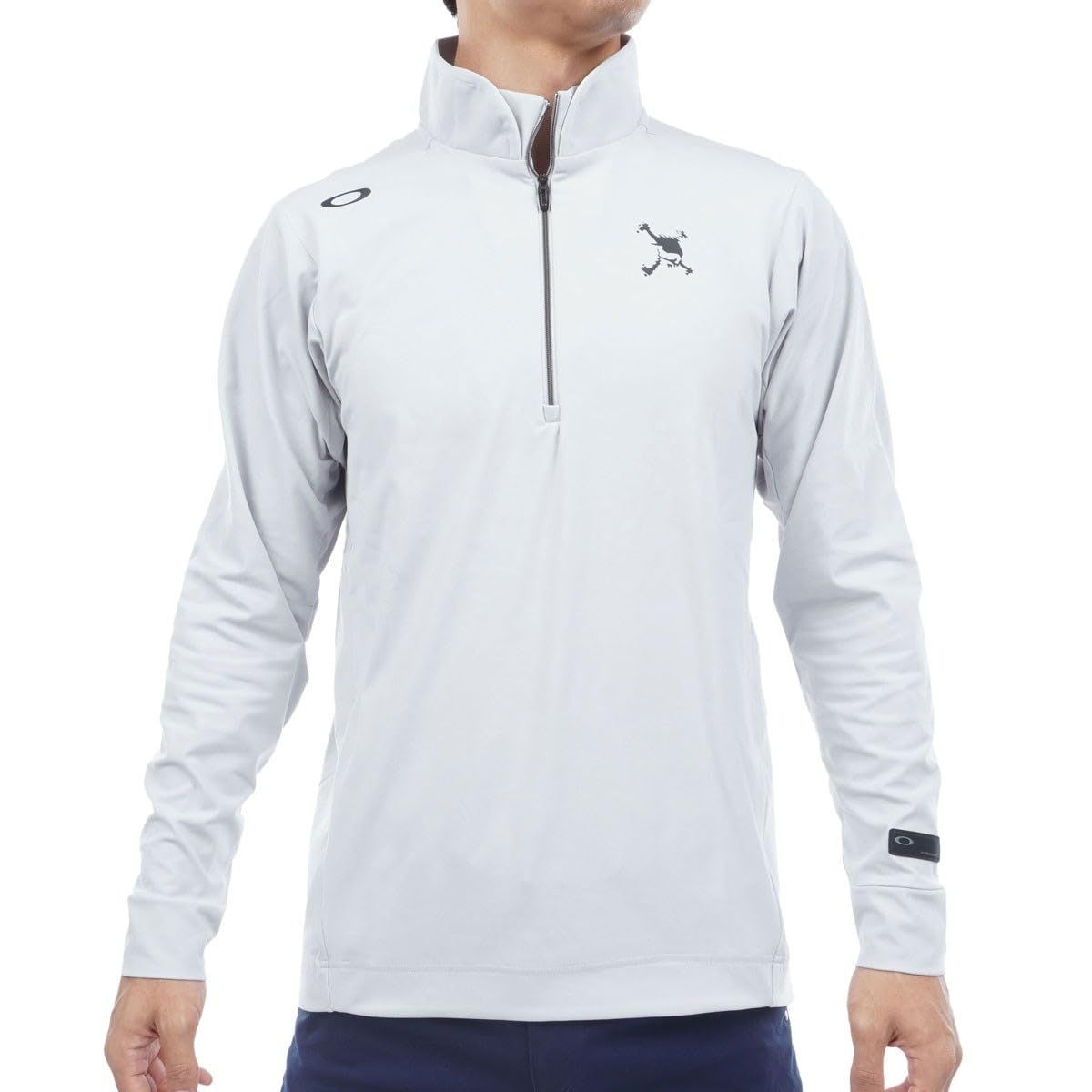 新品 Oakley (オークリー) モックネックシャツ FOA408241 SKULL EMBOSSED US S サイズ (日本 M サイズ相当) LS MOCK SHIRT メンズ LUNAR ROCK 吸汗速乾 ベンチレーション
